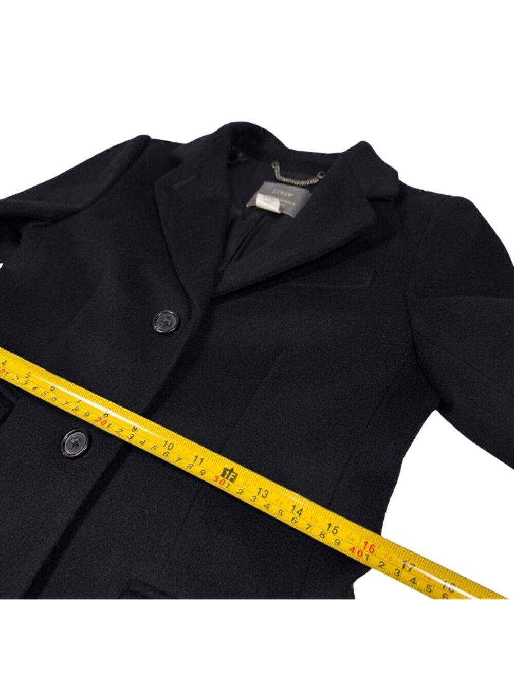 J.Crew Nello Gori Italian Wool Black Pea Coat 2 Thinsulate Minimalist Preppy - Picture 10 of 14